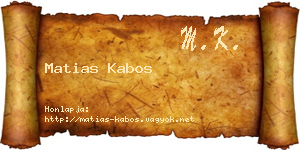 Matias Kabos névjegykártya